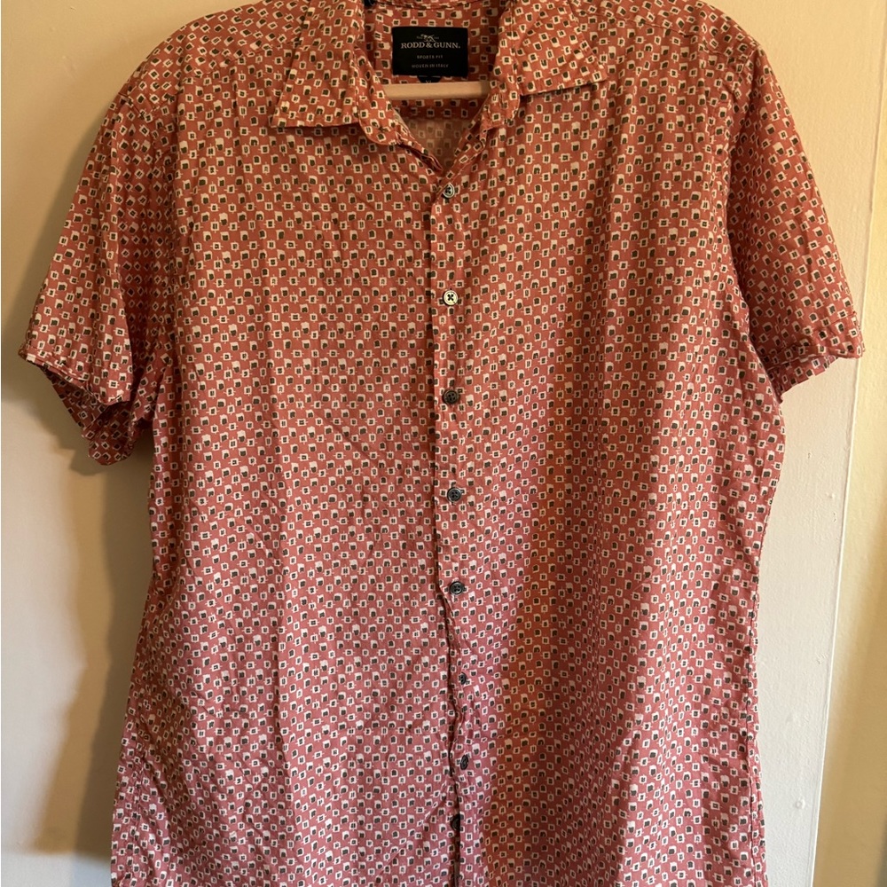 Rodd & Gunn Coral and White Patterned Shirt